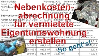 Nebenkostenabrechnung vermietete Eigentumswohnung korrekt erstellen  vermietershop [upl. by Evilc735]