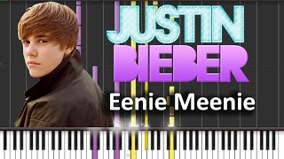 Justin Bieber  Eenie Meenie Piano Tutorial Synthesia  Sheets  MIDI [upl. by Lamprey706]