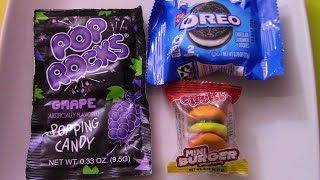 ASMR Unwrapping Popping Candy Oreo mini burger Gummy [upl. by Greene83]