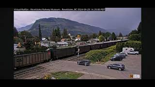 CPKC Vancouver Olympics unit leading CPKC coal train at Revelstoke Railcam [upl. by Idou402]