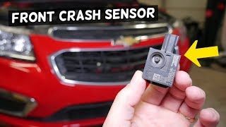 FRONT CRASH AIRBAG SENSOR IMPACT SENSOR LOCATION REPLACEMENT ON CHEVROLET GMC BUICK CADILLAC [upl. by Ahseinat943]