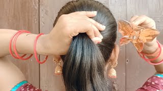 Simple And Daily Use Butterfly Clutcher Juda Hairstyle For Ladieshairstyleeasy hairstylebun [upl. by Yeslek]