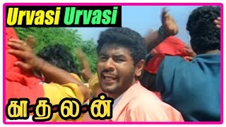 Kadhalan Tamil Movie  Scenes  Prabhu Deva amp Vadivelu intro  Urvasi Urvasi song  College strike [upl. by Lohner]