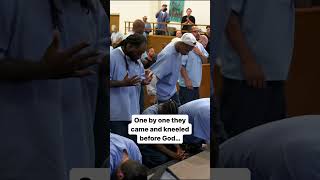 ‼️In San Quentin State Prison incarcerated men FLOODED the altar to KNEEL BEFORE GOD jesussavedme [upl. by Assirroc]