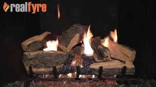 Peterson Real Fyre Charred Rugged Split Oak Log Set Shown With the G45 Burner [upl. by Neelak]