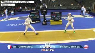 FE M E Individual Doha GP 2015 T64 25 yellow GRUMIER FRA vs PRYOR USA [upl. by Allison]