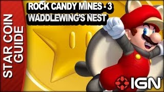 New Super Mario Bros U 3 Star Coin Walkthrough  Rock Candy Mines3 Waddlewings Nest [upl. by Sipple]