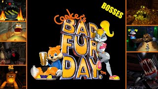 Conkers Bad Fur Day  All Bosses N64 [upl. by Ilyse]