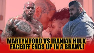 Martyn Ford vs Iranian Hulk faceoff ends up in a BRAWL [upl. by Torrie533]