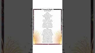 Firework Nights BY Enid Blyton Poem Comprehension Grade 45 [upl. by Huntington]