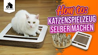 🔥 Katzenspielzeug selber machen basteln Ideen AbenteuerKratzbrett amp Fummelbrett aus Pappe [upl. by Johppah]