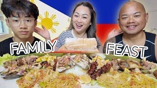 FAMILY FEAST Filipino BOODLE Fight  NE Lets Eat [upl. by Emiolhs]