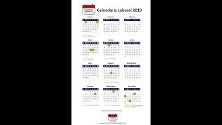 Calendario Laboral 2019  Festivos nacionales 2019 [upl. by Breeze]