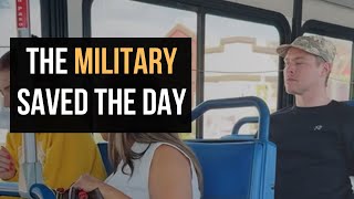 Military saves girl on bus🤔🎖️🪖 [upl. by Finnie715]