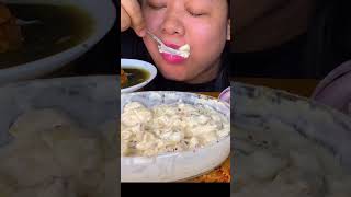 Creamy White Sauce Macaroni Pasta Asmr Mukbang popyasmr [upl. by Akcinahs]