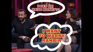 Saif Ali Khan daughter Sara Ali Khan wants to marry Ranbir Kapoor  Koffee with Karan [upl. by Bern]