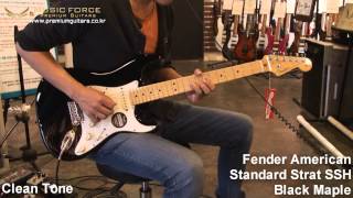 Fender American Standard Strat SSS Black Maple Demo by Music force [upl. by Aihceyt]