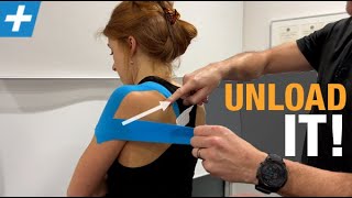 How to UNLOAD a Sore Shoulder KTAPE METHOD [upl. by Alicec988]