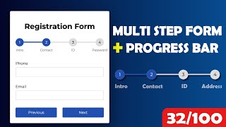 Multi Step Form With Progress bar Using HTML CSS amp JavaScript Project 32100 [upl. by Anytsyrk]