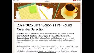 20242025 Silver Schools Calendar Selection Process [upl. by Adnamma]