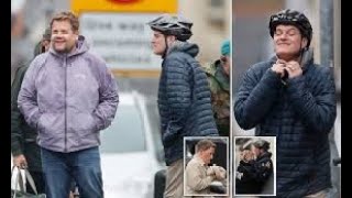 Gavin And Staceys Mathew Horne is seen for the first time on set as he films bike accident scenes [upl. by Neeruam]