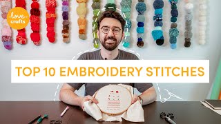 Embroidery for beginners  TOP 10 stitches [upl. by Mendoza]