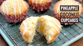 Pineapple Coconut Cupcakes  Soft amp Moist [upl. by Amber]