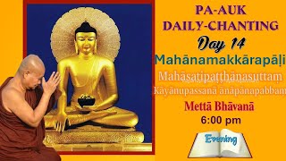 Paauk Chanting Day 14 Mahānamakkārapāḷi Mahāsatipaṭṭhānasuttaṃ Kāyānupassanā Mettabhāvana [upl. by Auoh975]