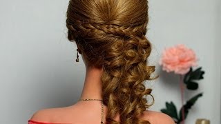 Curly half up half down hair tutorial hairstyle with braids [upl. by Nichols]