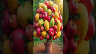 Harvest mangoes and apples on a wonderful tree using new grafting shorts satisfying farming [upl. by Edlyn]