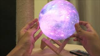 3D Printed Galaxy Moon Lamp LED Lights Color Switch Design Home Decor [upl. by Brezin]