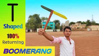 How to make a T shaped returning Wooden BOOMERANG at home  DIY Boomerang  The Indian Youngster [upl. by Oiznun947]