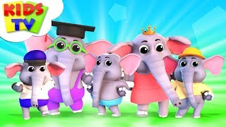 Five Little Elephants  Junior Squad Cartoons  Nursery Rhymes For Children  Kids Tv [upl. by Klein676]