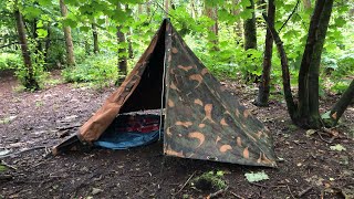 Hungarian Zeltbahn shelter set up in torrential rain [upl. by Sacrod]