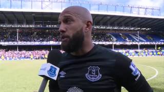 Tim Howards emotional goodbye to Goodison Park [upl. by Wallack]