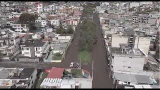 Así se ven los estragos del aluvión en el sector de La Gasca en Quito desde el aire [upl. by Enelyad941]