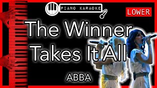 The Winner Takes It All LOWER 3  ABBA  Piano Karaoke Instrumental [upl. by Klement]