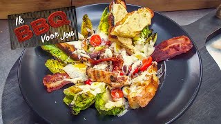 CAESAR SALAD met KIP van de BBQ  Ik BBQ voor jou  Aflevering 5 [upl. by Adliwa]