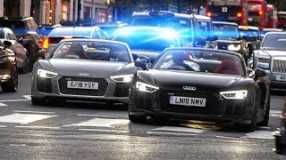 🚨 UNMARKED POLICE catches 2 RACING Audi R8s in London 👮 [upl. by Natassia]