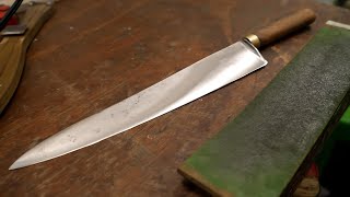 Restoration Anomaly  Unmarked 12quot Cuisine Massive  Nogent Style Chef Knife with WaType ReHandle [upl. by Ailak]