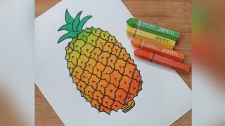 how to draw pineapple  pineapple drawing easy step  step by step pineapple drawing methods [upl. by Analed360]