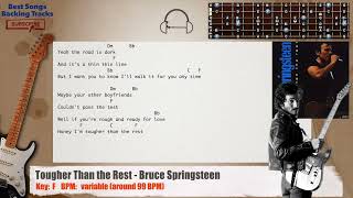 🎸 Tougher Than the Rest  Bruce Springsteen Guitar Backing Track with chords and lyrics [upl. by Cahn68]