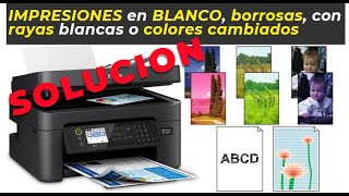 ✅SOLUCIÓN impresora imprime rayas lineas blancas no imprime todos los colores Epson Workforce y XP [upl. by Blanche]