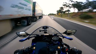 Riding to work in my Yamaha R7 w exhaust  Raw Sound [upl. by Dleifxam327]