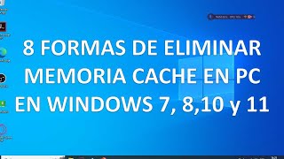 COMO LIMPIAR OPTIMIZAR Y ACELERAR mi PC SIN PROGRAMAS 8 formas de eliminar memoria cache COMPLETO [upl. by Ashelman]