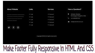 How To Make a Footer Fully Responsive In HTML And CSS [upl. by Jamila]