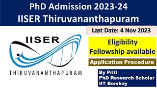 IISER Thiruvananthapuram PhD Admission 202324  PhD Admission 2023 [upl. by Nahte]