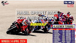 Hasil Motogp Hari iniHasil Sprint Race Gp Amerika 2024Klasemen Motogp 2024Jadwal Motogp 2024 [upl. by Tecu]