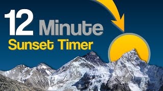 12 min countdown timer with mountain amp sunset background and bell finish [upl. by Oilegor]