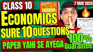 Economics Sure 10 Guaranteed Questions 🤯 Board Exam Class 10 Economics important questions class 10 [upl. by Akeyla305]